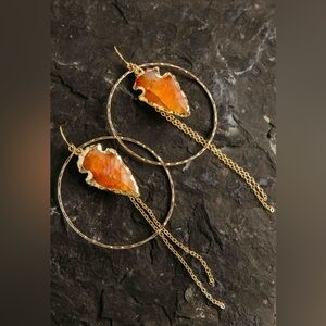Girl on Fire Carnelian Gold Hoop Earrings